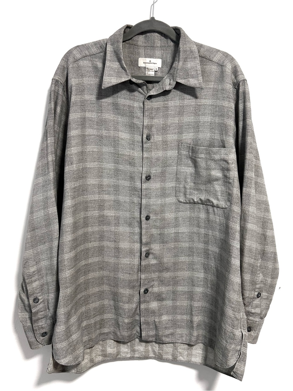 Ermenegildo Zegna Button Up Long Sleeve Shirt Plaid Gray Men’s XL